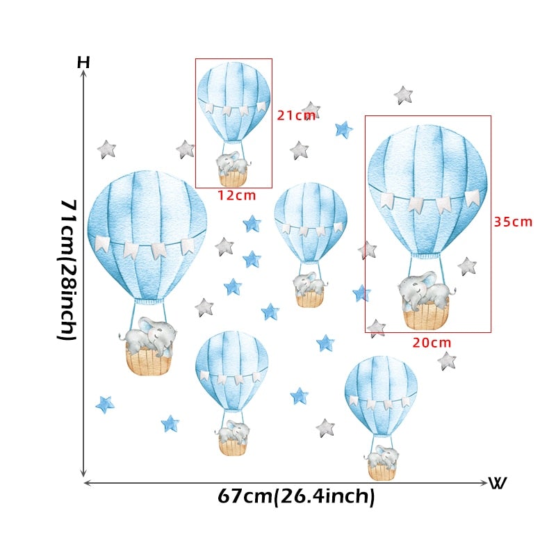 BabyElephant™ autocollants muraux en forme d'éléphant et de lune pour chambre de bébé - hellomamabebe